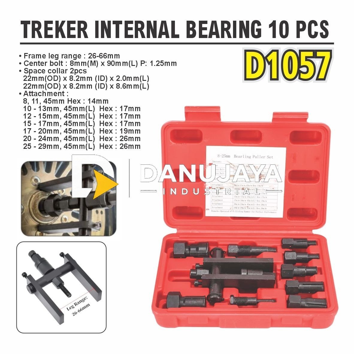 TREKER INTERNAL BEARING 10 PCS D1057 / TREKER PENCABUT BEARING / ALAT PENCABUT LEPAS BEARING / BEARING PULLER SET 10 PCS MERK ALDO