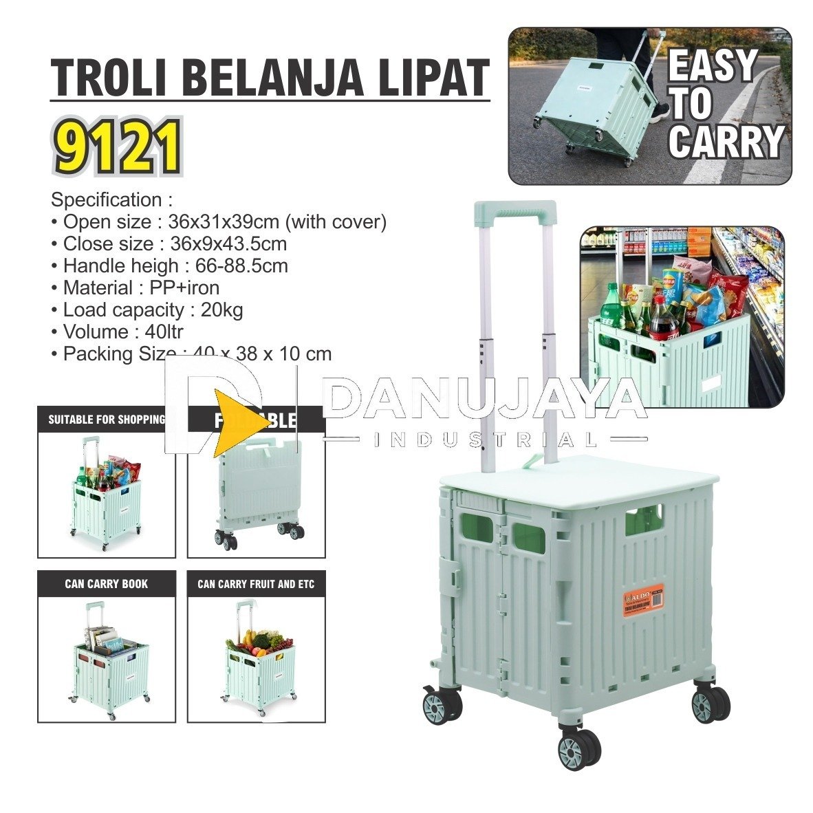 TROLI BELANJA LIPAT 9121 / FOLDING SHOPPING CART / TROLI LIPAT BELANJA PORTABLE / TROLI KERANJANG LIPAT PORTABLE / KERANJANG BELANJA TELESCOPIK / KOPER BELANJA LIPAT MERK ALDO