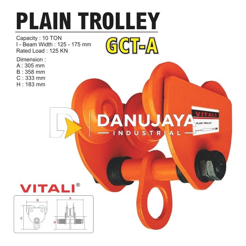 VITALI - PLAIN TROLLEY 10 TON GCT-A / MANUAL TROLI / TROLLEY HOIST