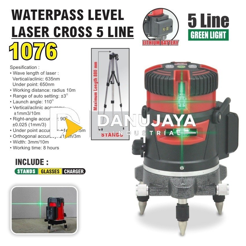 WATERPASS LEVEL LASER CROSS 5 LINE 1705 / METERAN LASER / ALAT UKUR LASER MERK ALDO