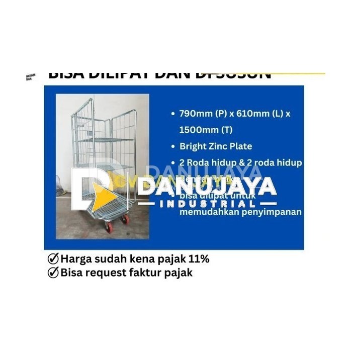 Trolley Rider / Roller Cage / Troli Keranjang / Troli Gudang 500kg