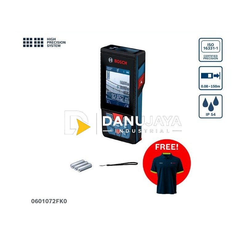 BOSCH PRO Laser Pengukur Jarak 150 Meter - Laser Distance Meter GLM 150 C | Meteran Laser untuk Konstruksi dengan Digital Viewfinder & Bluetooth - Garansi Resmi - 0601072FK0