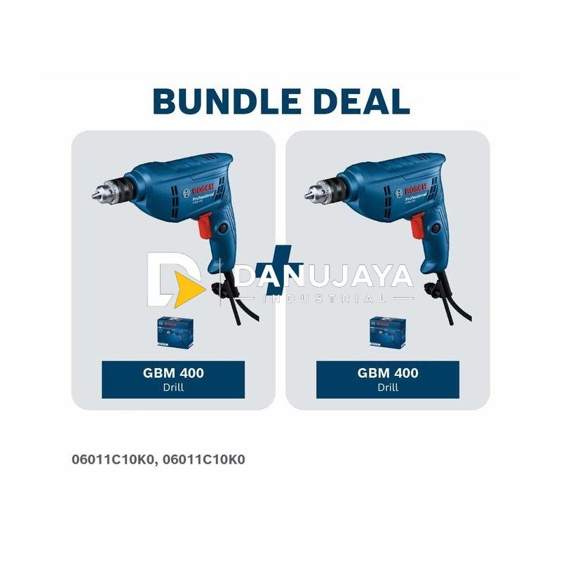 [BUNDLE] BOSCH PRO Mesin Bor Putar Listrik 10mm 2 Pcs - Drill Driver 400 Watt GBM 400 | Bor Multifungsi untuk Kayu, Logam, Plastik - Garansi Resmi - 06011C10K0