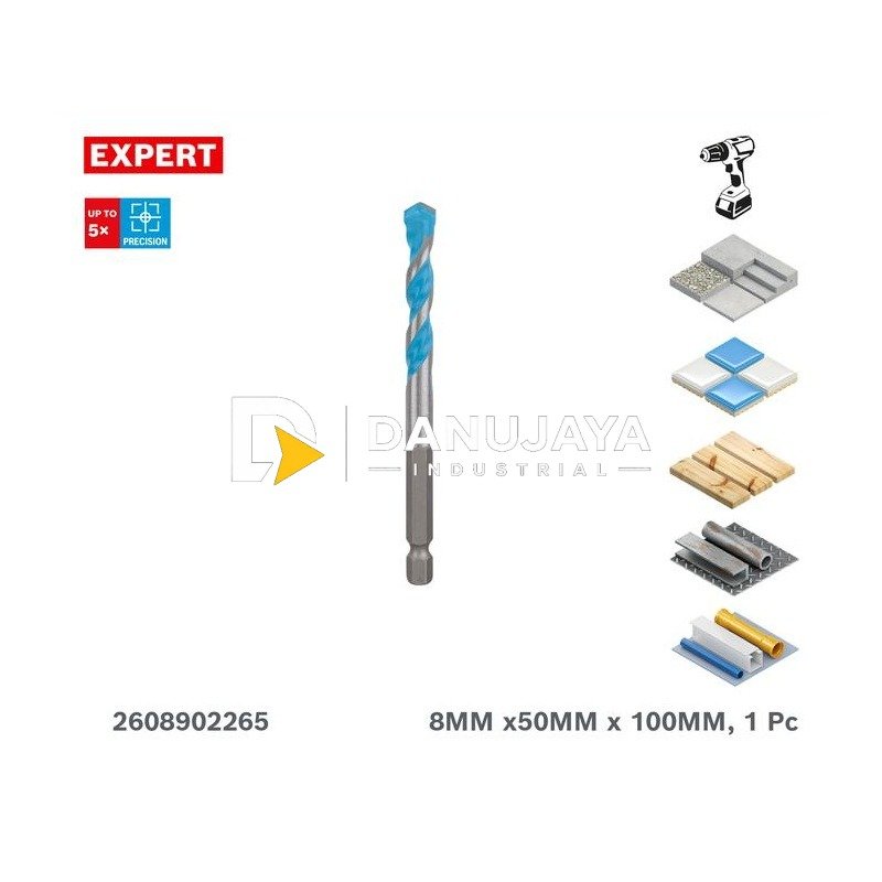 Bosch HEX-9 Multi Construction Drill Bit Mata Bor Multi Fungsi 8 x 100 MM - 2608902265