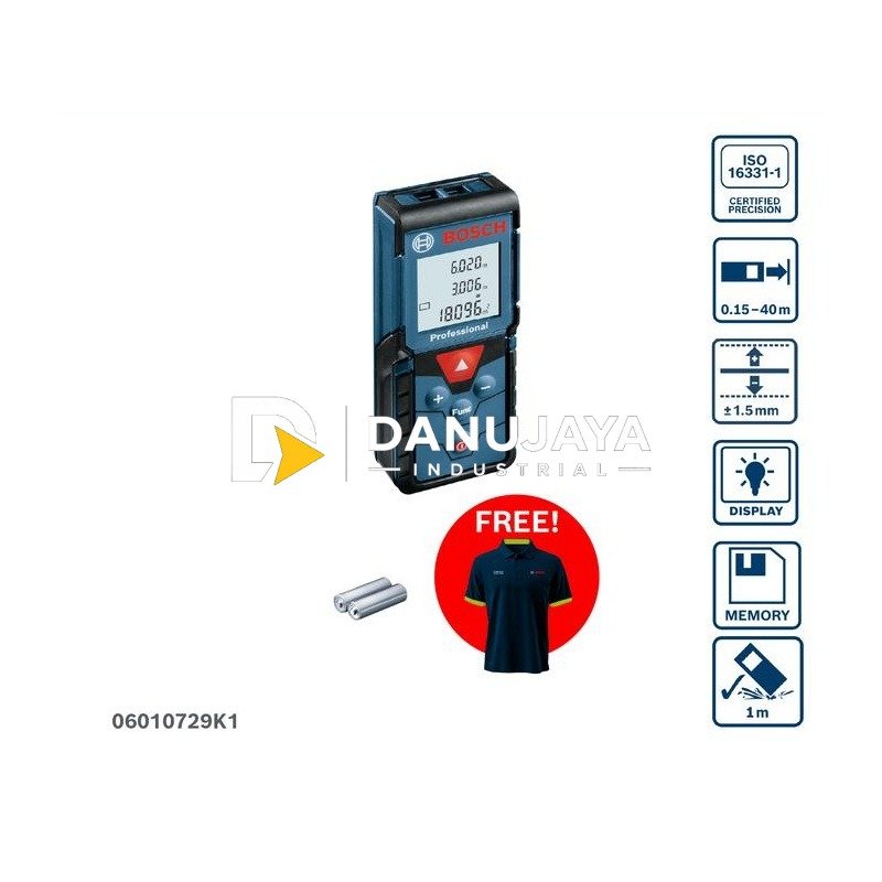 BOSCH PRO Laser Pengukur Jarak 40 Meter - Laser Distance Meter GLM 40-12 | Meteran Laser untuk Konstruksi Praktis - Garansi Resmi - 06010729K1