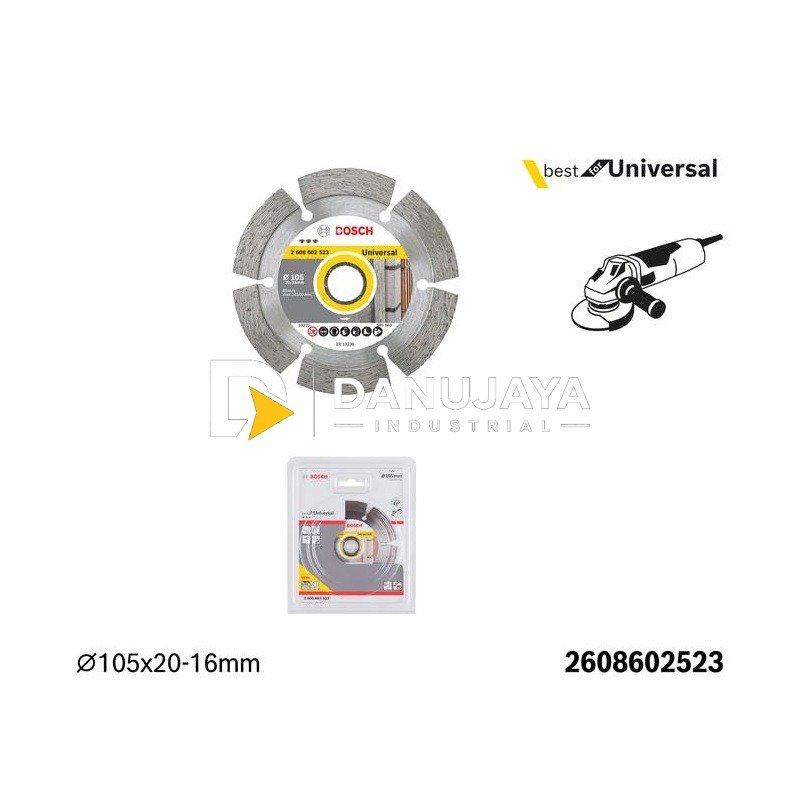 BOSCH Mata Gerinda Potong Material Serbaguna 4" - Diamond Cutting Disc PRO Multi Material | Batu Gerinda Cakram Pemotong Bahan Konstruksi untuk Angle Grinder - 2608602523
