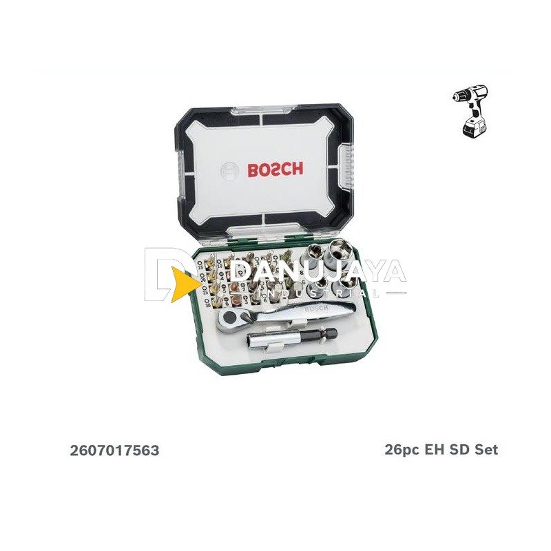 BOSCH Set Mata Obeng & Mini Ratchet Extra Hard 26 Pcs | Bit & Socket Set - 2607017563