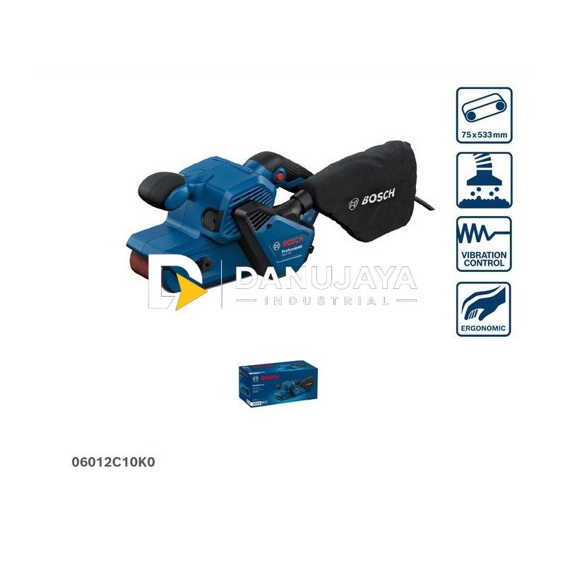 BOSCH PRO Mesin Amplas Sabuk Listrik - Belt Sander 750 Watt GBS 750 | Alat Amplas untuk Kayu dan Plester - Garansi Resmi - 06012C10K0