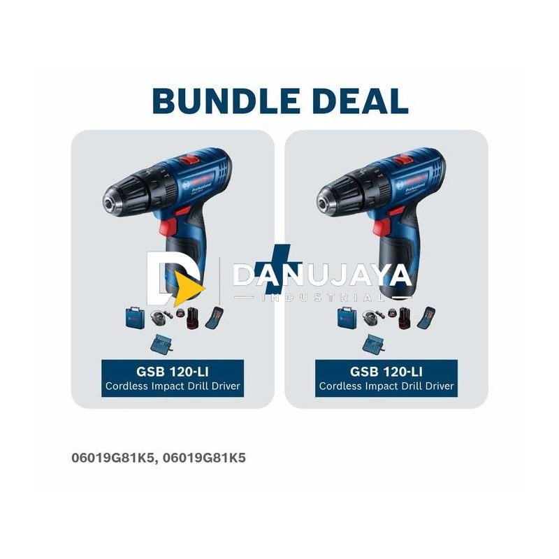 [BUNDLE] BOSCH Mesin Bor Tembok Baterai Tanpa Kabel GSB 120-LI / Cordless Impact Drill 2 Pcs - 06019G81K5