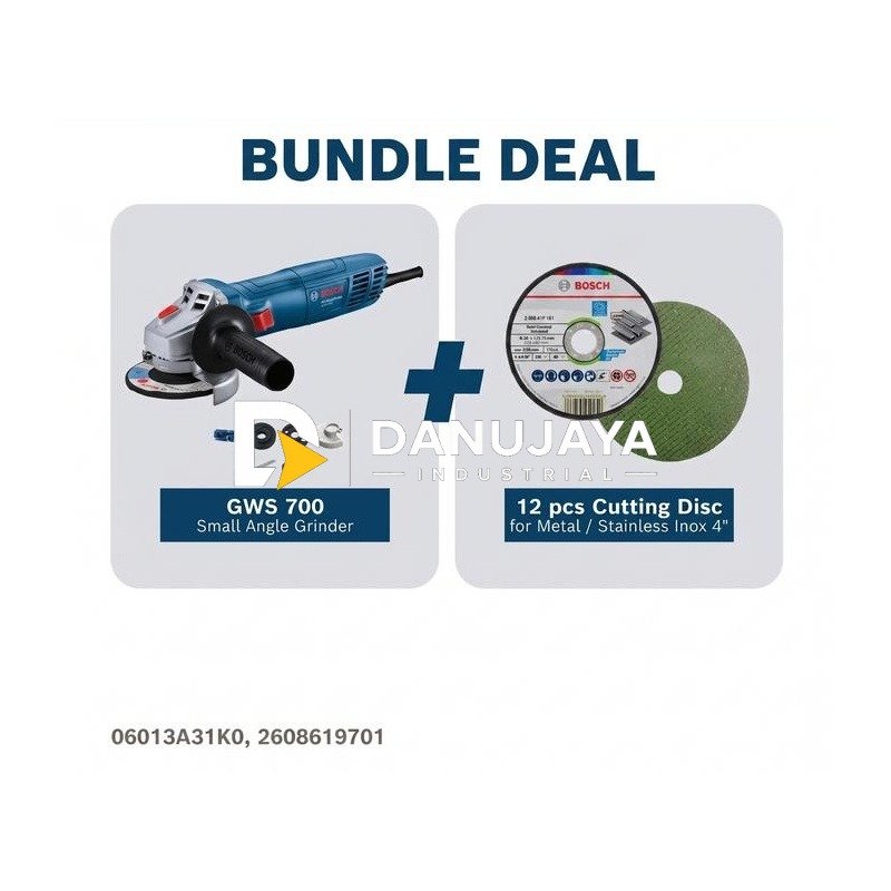 [BUNDLE] BOSCH PRO Gerinda Tangan Listrik 4" 700W GWS 700 + Mata Gerinda Potong Hijau 4" 12 Pcs A46NBF - Paket Bor Kabel dan Aksesoris - Garansi Resmi -06013A31K0 2608619701