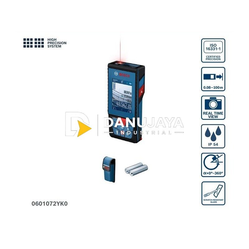 BOSCH PRO Laser Pengukur Jarak 100 Meter - Laser Distance Meter GLM 100-25 C | Meteran Laser untuk Konstruksi Praktis - Garansi Resmi - 0601072YK0