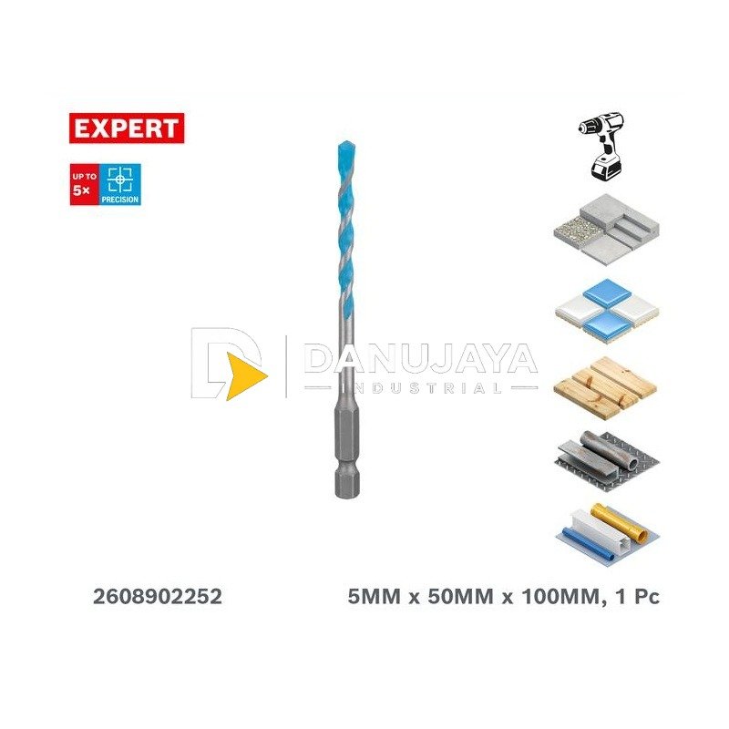 Bosch HEX-9 Multi Construction Drill Bit Mata Bor Multi Fungsi 5 x 100 MM - 2608902252