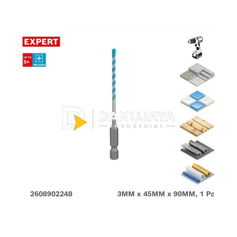 Bosch HEX-9 Multi Construction Drill Bit Mata Bor Multi Fungsi 3 x 90 MM - 2608902248