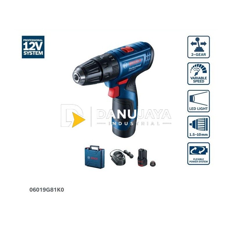 BOSCH PRO Mesin Bor Impact Baterai - Impact Drill Cordless 12V GSB 120-LI | Bor Tanpa Kabel untuk Kayu Logam Batu Bata pada Area Kecil - Garansi Resmi - 06019G81K0
