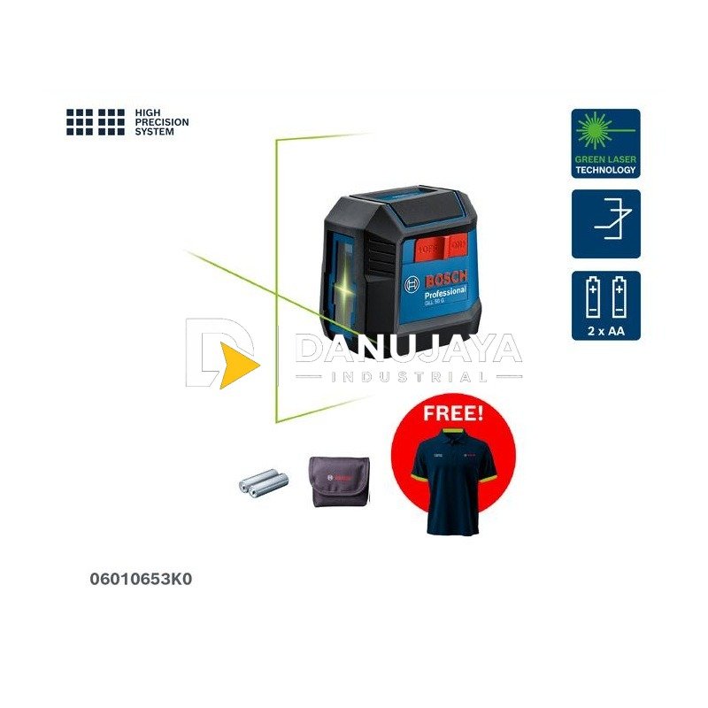 BOSCH PRO Laser Garis Level 2 Line Baterai - Line Laser Cordless GLL 50 G | Alat Ukur Bangunan Tanpa Kabel - Garansi Resmi - 06010653K0