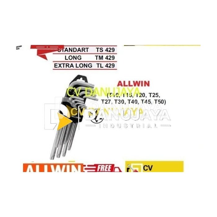 Allen Key Torx Set 9 Pcs T10-T50 Standart Allwin TS429