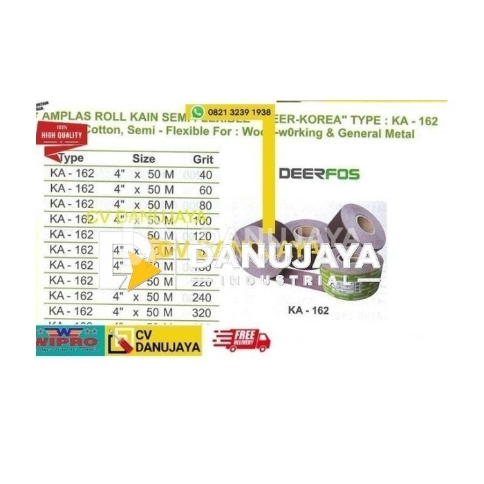 Amplas Roll Gosok Kain Semi Flexible 4" x 50Mtr Grit 100 Deerfos KA162