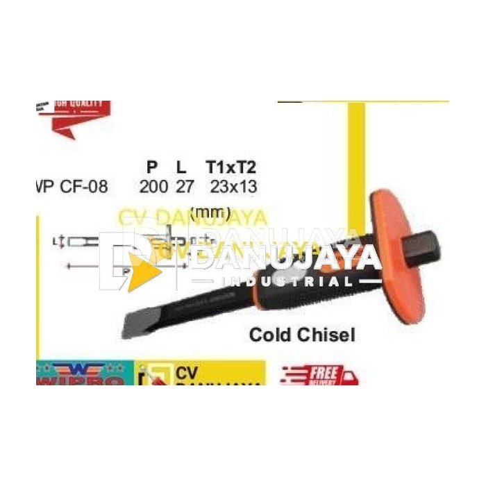 Betel Pahat Batu Beton Topi Cold Chisel Sherloc Baja CRV WPCF08 WIPRO