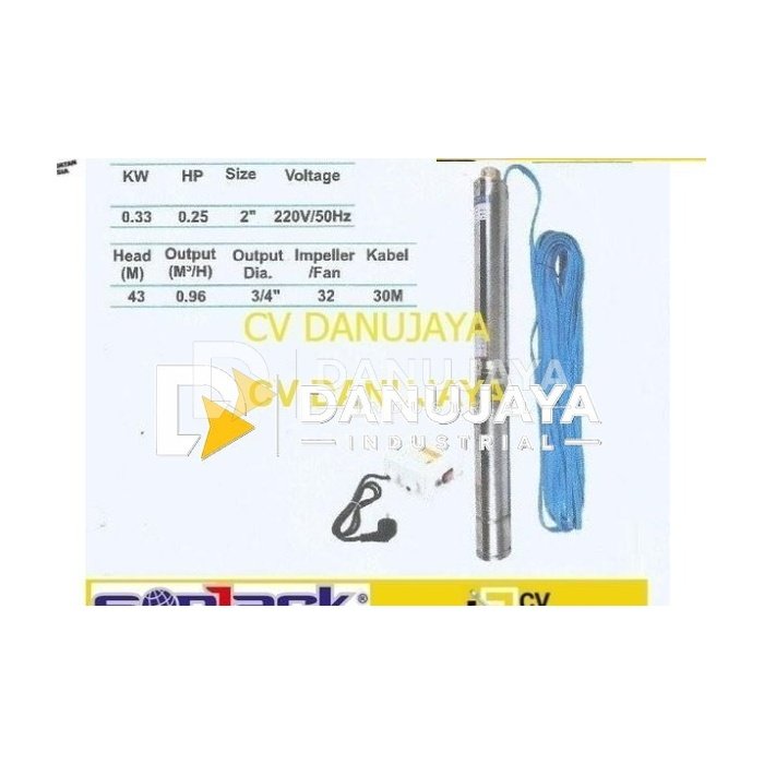 Deep Submersible Pump Pompa Set Size 2 Inch 30 Mtr Sonjack SJ-2732PM