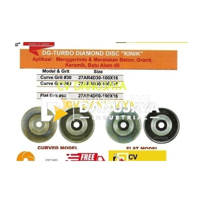 DG Turbo Diamond Disc 100x16 Model Curve Grit 30 KINIK 27AR4D30