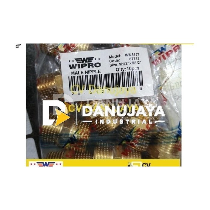 Double Nepel Nipple Napple Male 1/2" x 3/4" inch Kuningan WN5127 WIPRO
