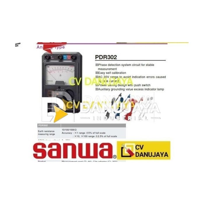 Earth Tanah Tester Alat Ukur Analog type SANWA PDR302
