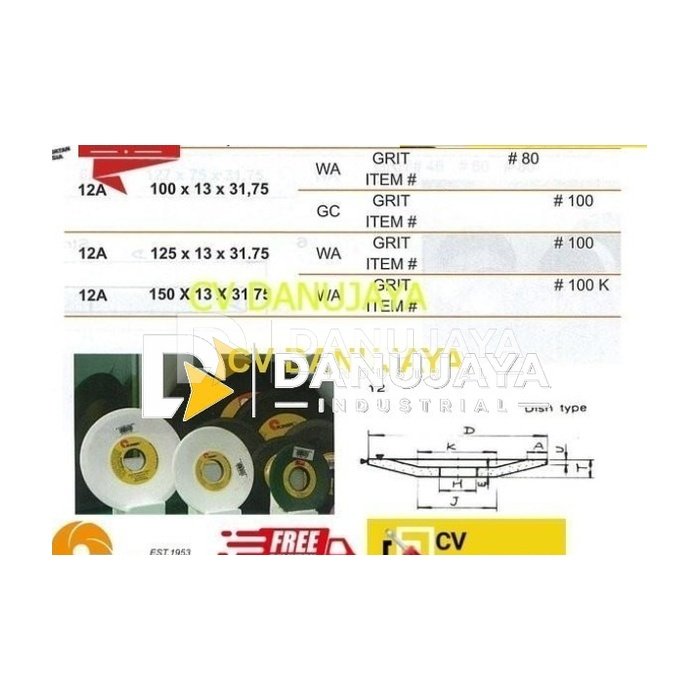 Grinding Wheel Dish Wheel 100x13x31.75 WA80 Shape 12A Kinik