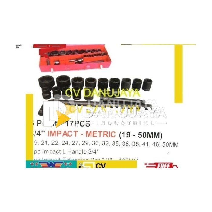 Impact Socket Set 3/4 Inch 6pt 17Pcs - Wipro