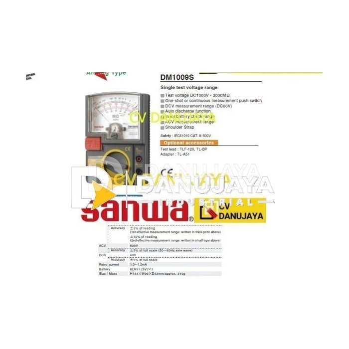 Insulation Resistance Tester Alat Ukur Analog Type SANWA DM1009S
