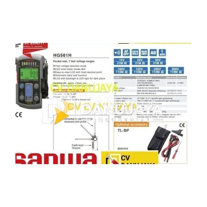 Insulation Resistance Tester Alat Ukur Digital Type SANWA HG561H