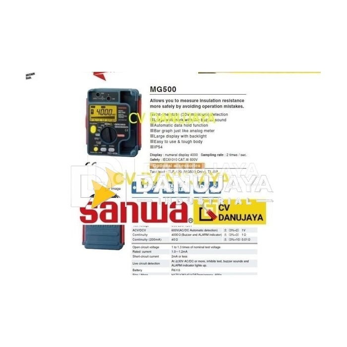 Insulation Resistance Tester Alat Ukur Digital Type SANWA MG500