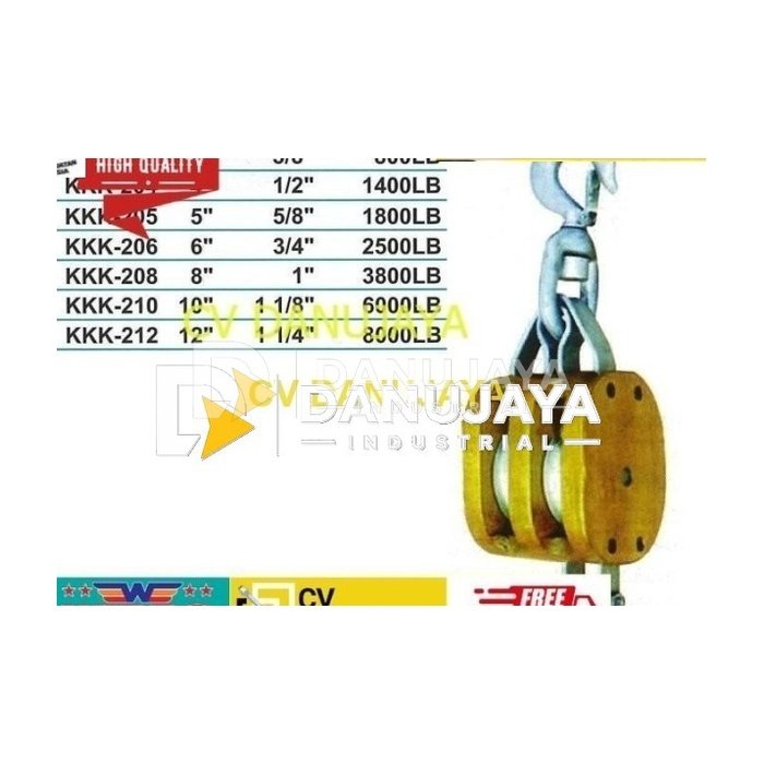 Kerekan Kapal Kayu Dua Jalur Cap. 8000 LB Size 12 Inch - Wipro KKK-212