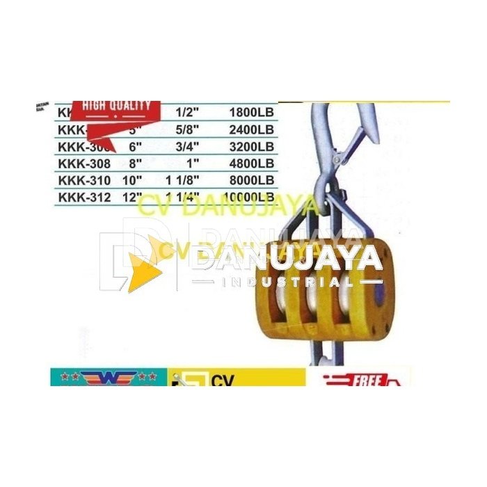 Kerekan Kapal Kayu Tiga Jalur Cap. 10.000 LB Size 12" - Wipro KKK-312