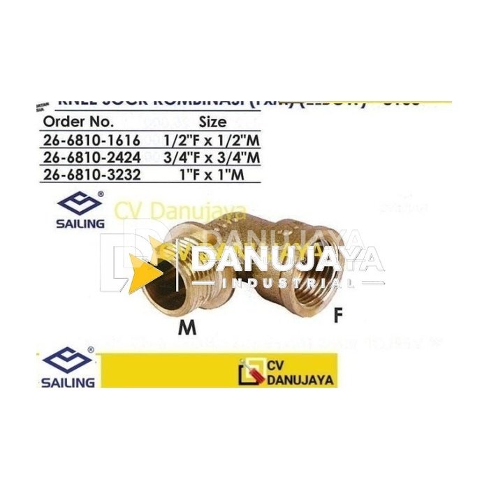 Knee Sock Kombinasi FxM Elbow Brass Size 3/4 Inch - Sailing 8100