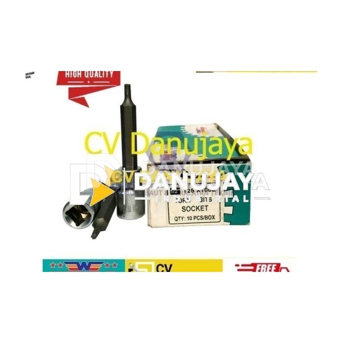 Kunci L Sock Wipro / Star Bit Socket 1/2" T25 x 100