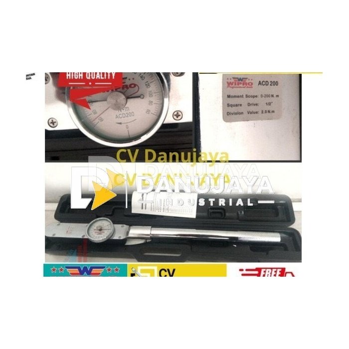 Kunci Momen Torsi Torque Meter 10 30 50 100 200 Nm 3/8 1/2" Dial WIPRO