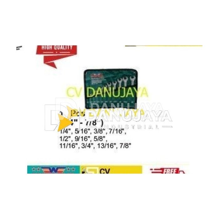 Kunci Ring Pas Inch (CR) CRV Set Size 1/4" - 7/8" ( 11 Pcs) - WIPRO