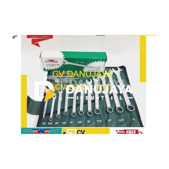 Kunci Ring Pas Set 1/4" - 7/8" 11Pcs WIPRO
