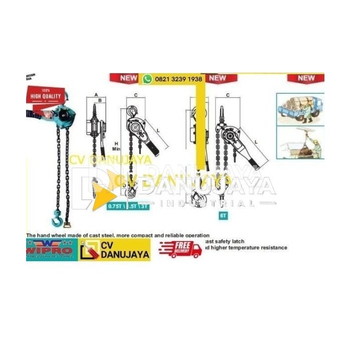 LEVER BLOCK Kotrek Rantai Chain Lifting WIPRO 6 Ton 28-1951-6015