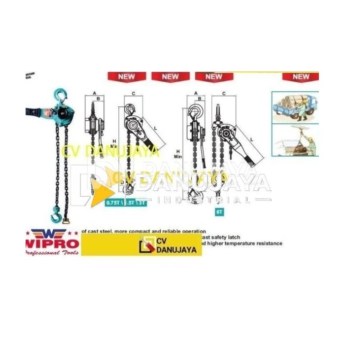 Lever Block Lifting Hoist "WIPRO" kapasitas 0.75 Ton 28-1950-0715