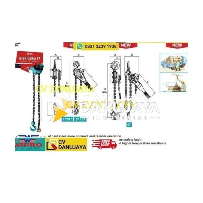 Lever Block Lifting Hoist "WIPRO" kapasitas 6 Ton 28-1950-6015