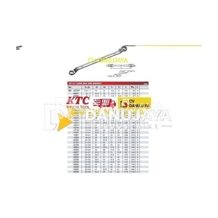 Long Box End Wrench Kunci 45x6 Degree Size 5.5 x 7 mm KTC M5-05507