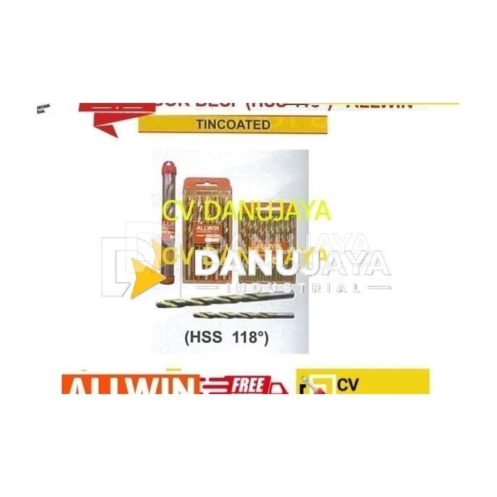 Mata Bor Besi HSS 118 derajat size 3 mm Tincoated - Allwin