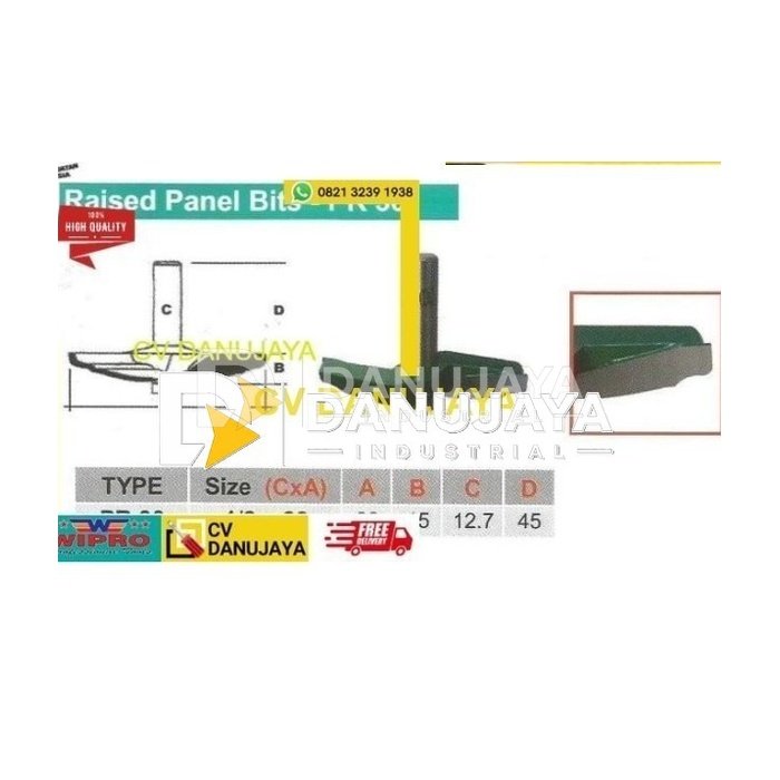 Mata Router Bits Raised Panel Bits Size 1/2" x 88mm JCK PR30