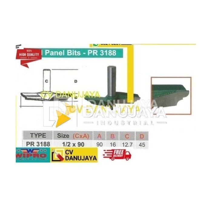 Mata Router Bits Raised Panel Bits Size 1/2" x 90mm JCK PR3188