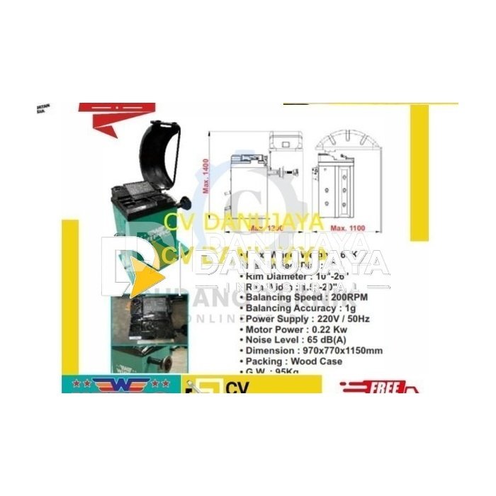 Mesin Balancing Penyeimbang Roda Mobil Wipro Wb-1026 Wheel Balancer