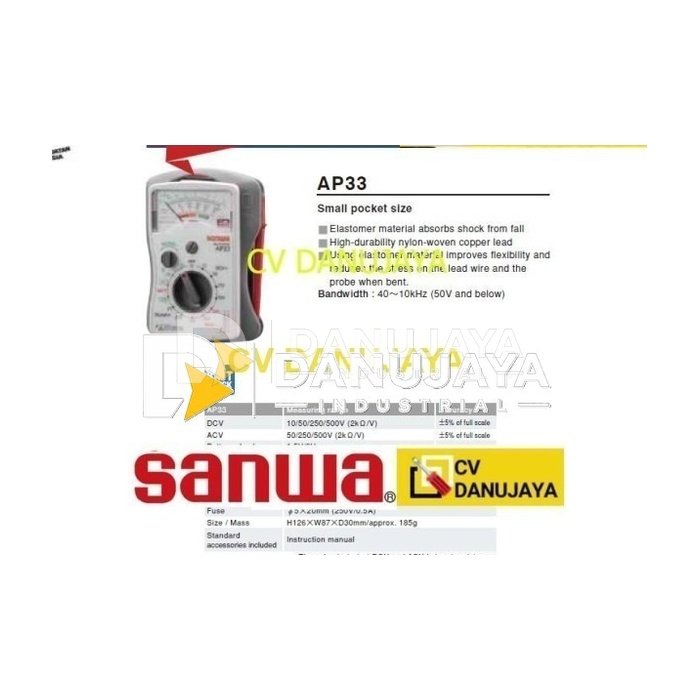 Multitester Multimeter Analog Slim & Compact SANWA AP33