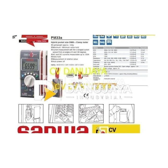 Multitester Multimeter Digital DMM+Clamp Meter (HYBRID) SANWA PM33a
