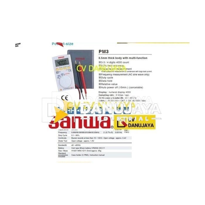 Multitester Multimeter Digital Pocket Size SANWA PM3