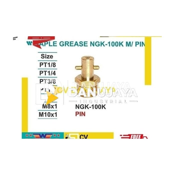 Naple Nepel Niple Grease NGK-100K Model Pin Size PT 3/8 Wipro